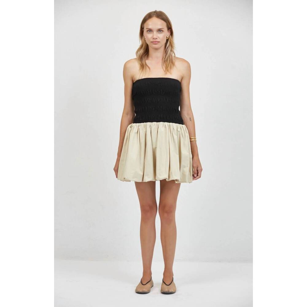 NEW A.REN giselle bubble bandeau mini dress in black